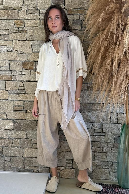 Dalt Vila Peasant Blouse Stone